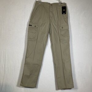 34X32 Lee Khaki Relaxed Fit 1889 Comfort Zip Lightweight Cargo Pants